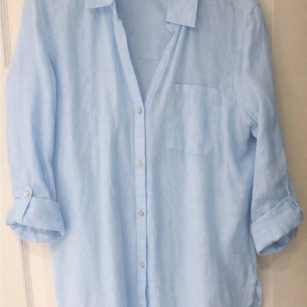 Sigrid Olsen 100% Linen Button-Up Tunic – Light Blue – Size M - Picture 2 of 5